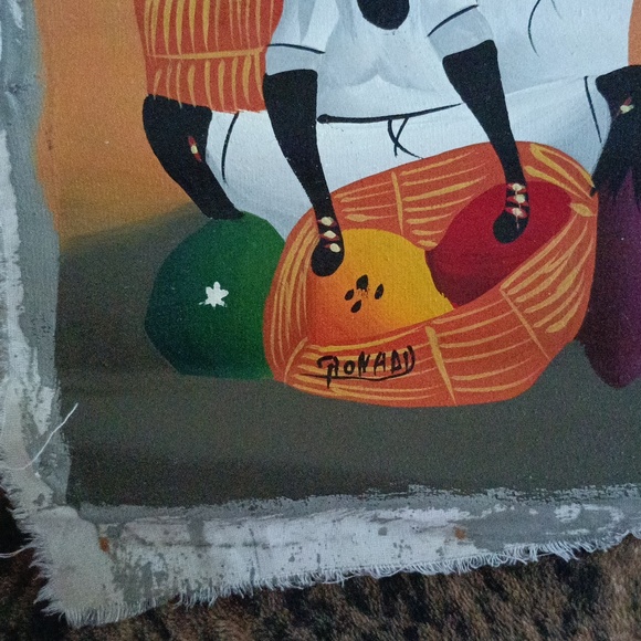 Haitian Folk Art Painting on Cloth - Picture 3 of 4